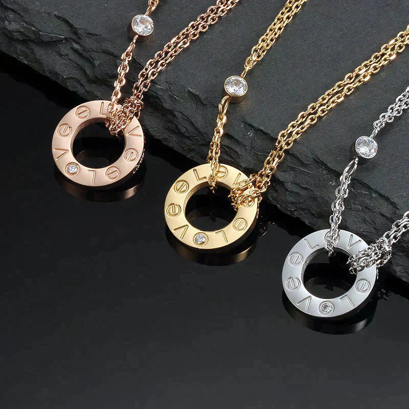 LUXEIFY LOVE NECKLACE 16MM 2 DIAMONDS