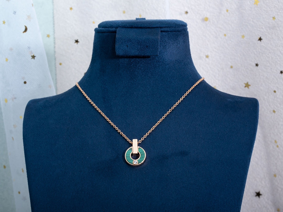 LUXEIFY GARI NECKLACE PINK GOLD MALACHITE