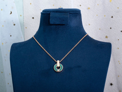 LUXEIFY GARI NECKLACE PINK GOLD MALACHITE