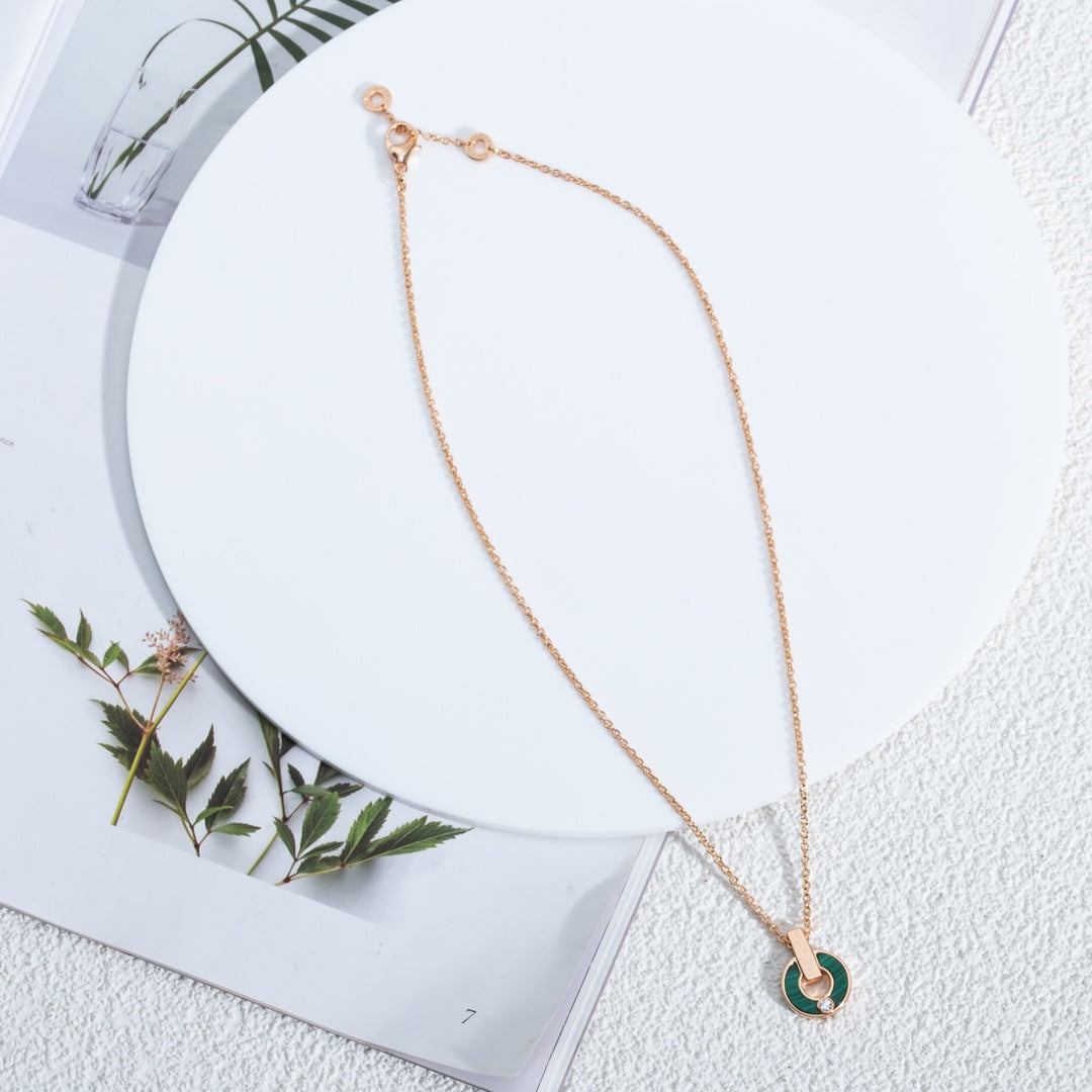 LUXEIFY GARI NECKLACE PINK GOLD MALACHITE