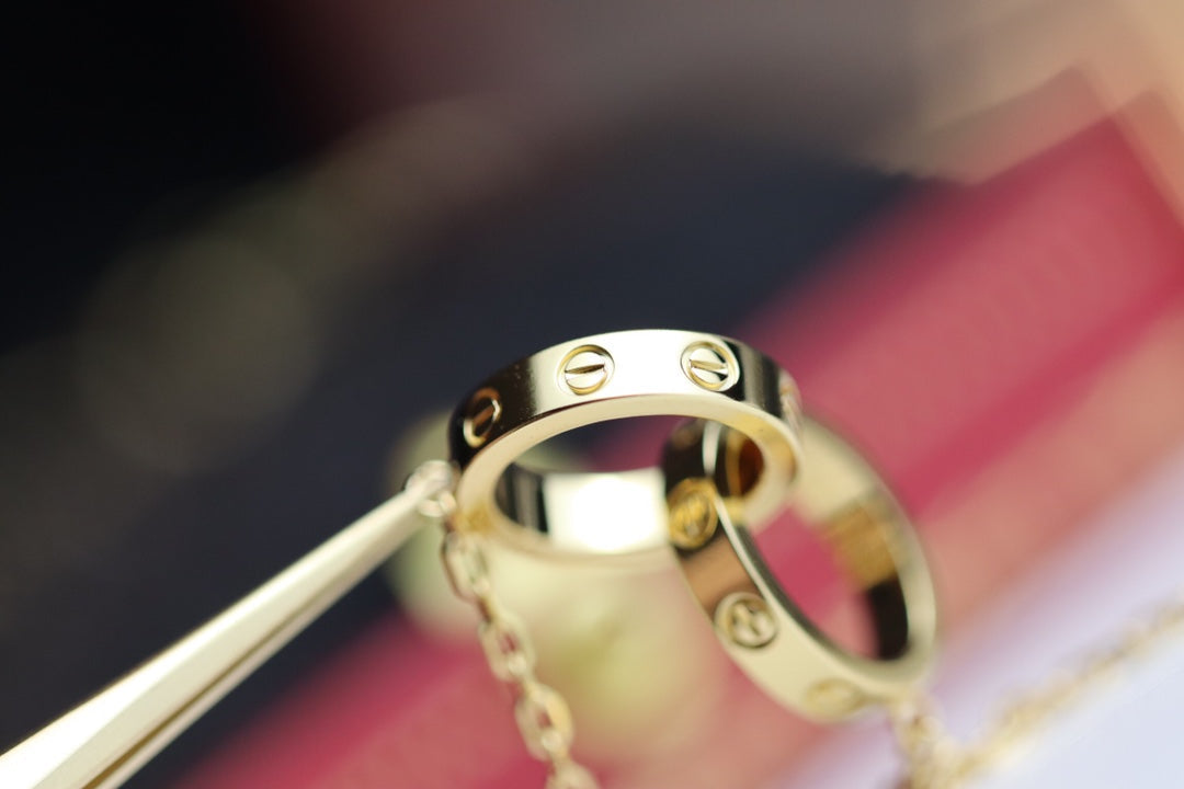 LUXEIFY LOVE NECKLACE DOUBLE RING GOLD