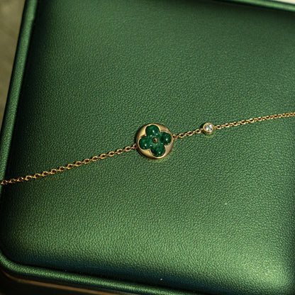 LUXEIFY SUN MALACHITE 1 DIAMOND PINK GOLD BRACELET