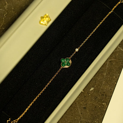 LUXEIFY SUN MALACHITE 1 DIAMOND PINK GOLD BRACELET
