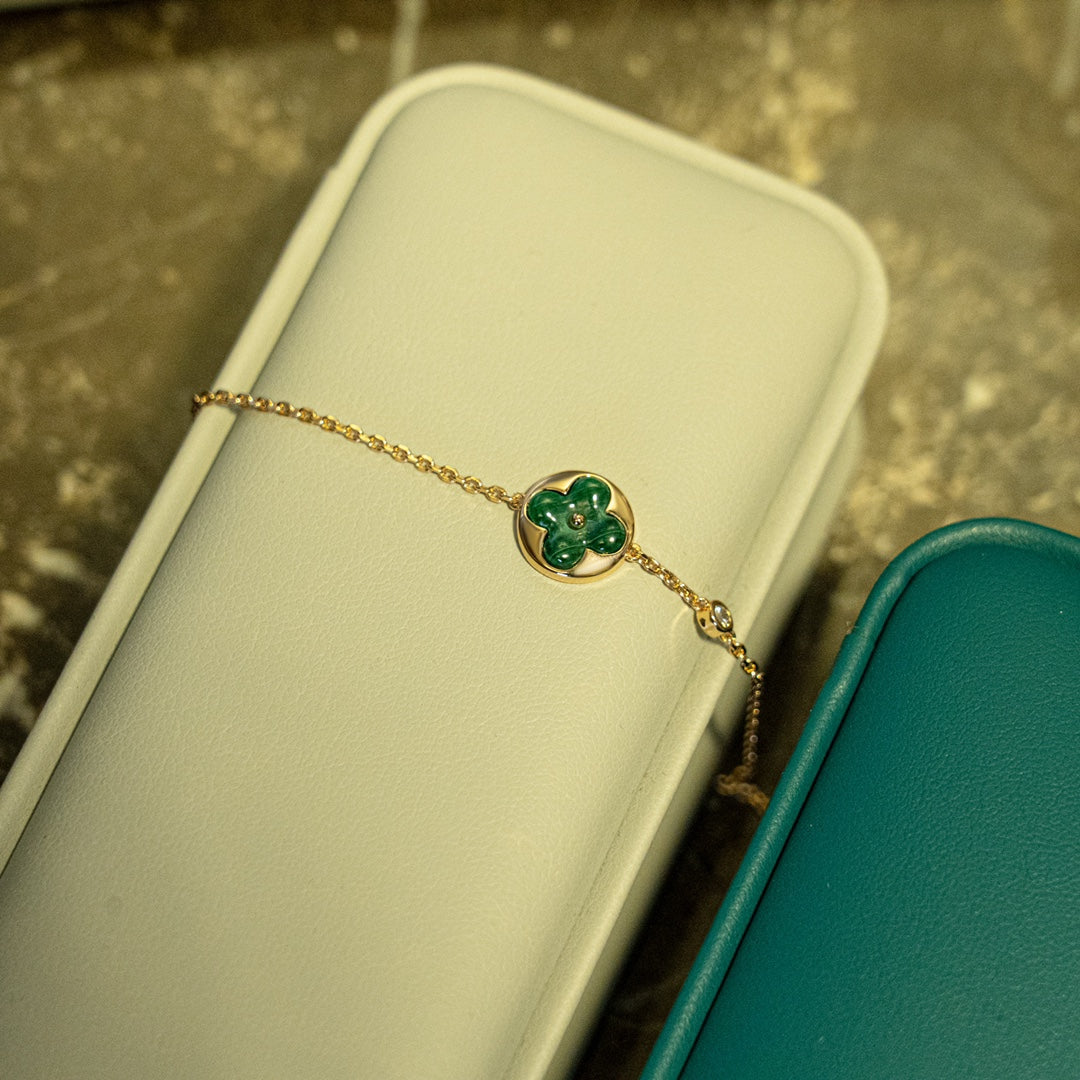 LUXEIFY SUN MALACHITE 1 DIAMOND PINK GOLD BRACELET