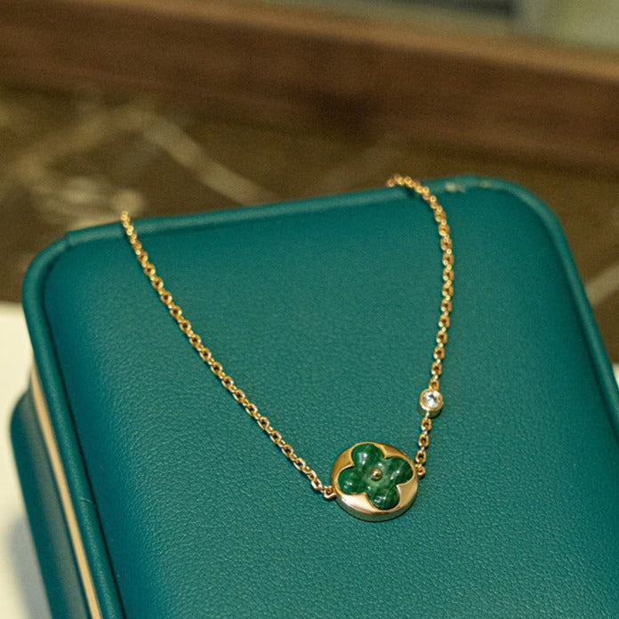 LUXEIFY SUN MALACHITE 1 DIAMOND PINK GOLD BRACELET