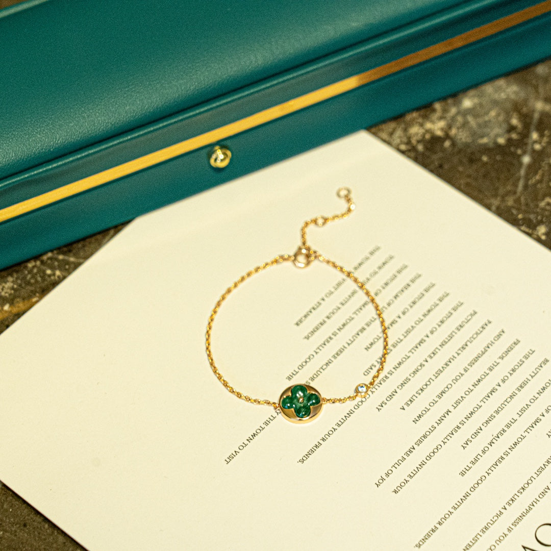 LUXEIFY SUN MALACHITE 1 DIAMOND PINK GOLD BRACELET