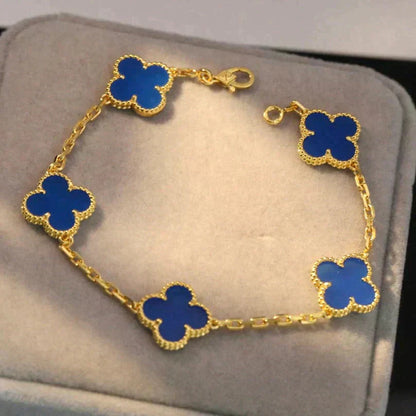 CLOVER 5 MOTIF BLUE AGATE BRACELET COLLECTION