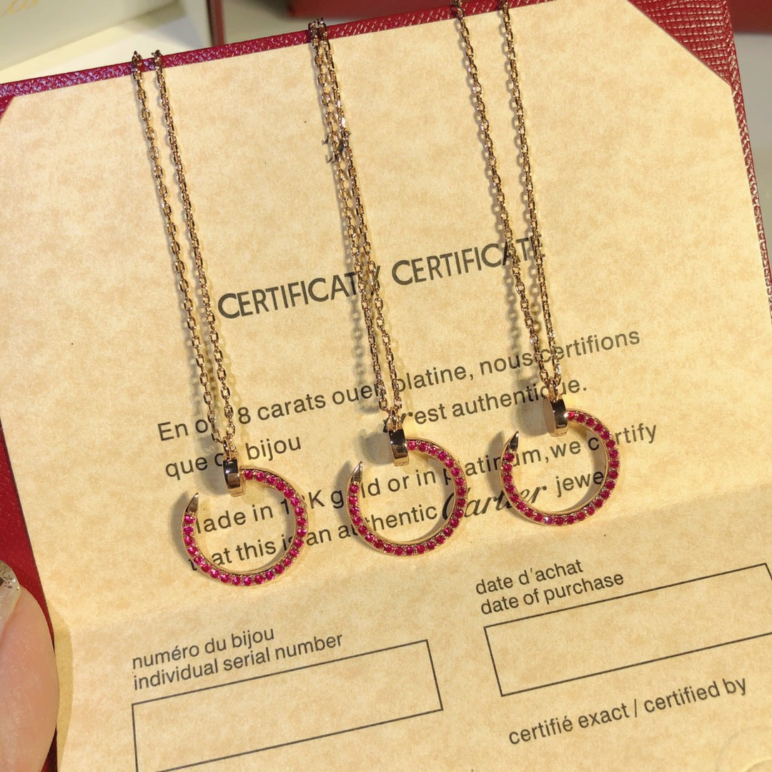 LUXEIFY JUSTE NECKLACE PINK GOLD RED DIAMONDS