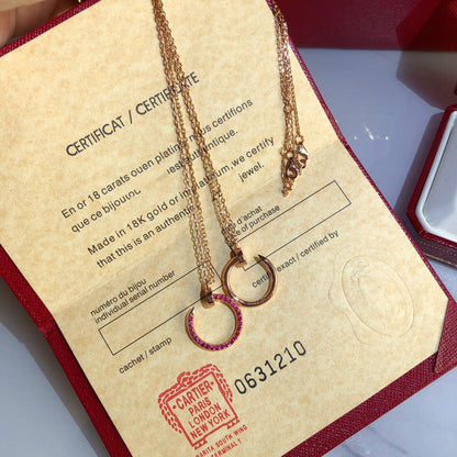 LUXEIFY JUSTE NECKLACE PINK GOLD RED DIAMONDS