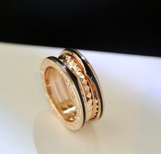 LUXEIFY ZERO 1 GOLD BLACK CERAMIC RING