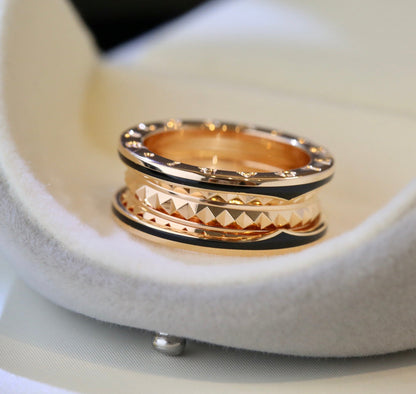 LUXEIFY ZERO 1 GOLD BLACK CERAMIC RING