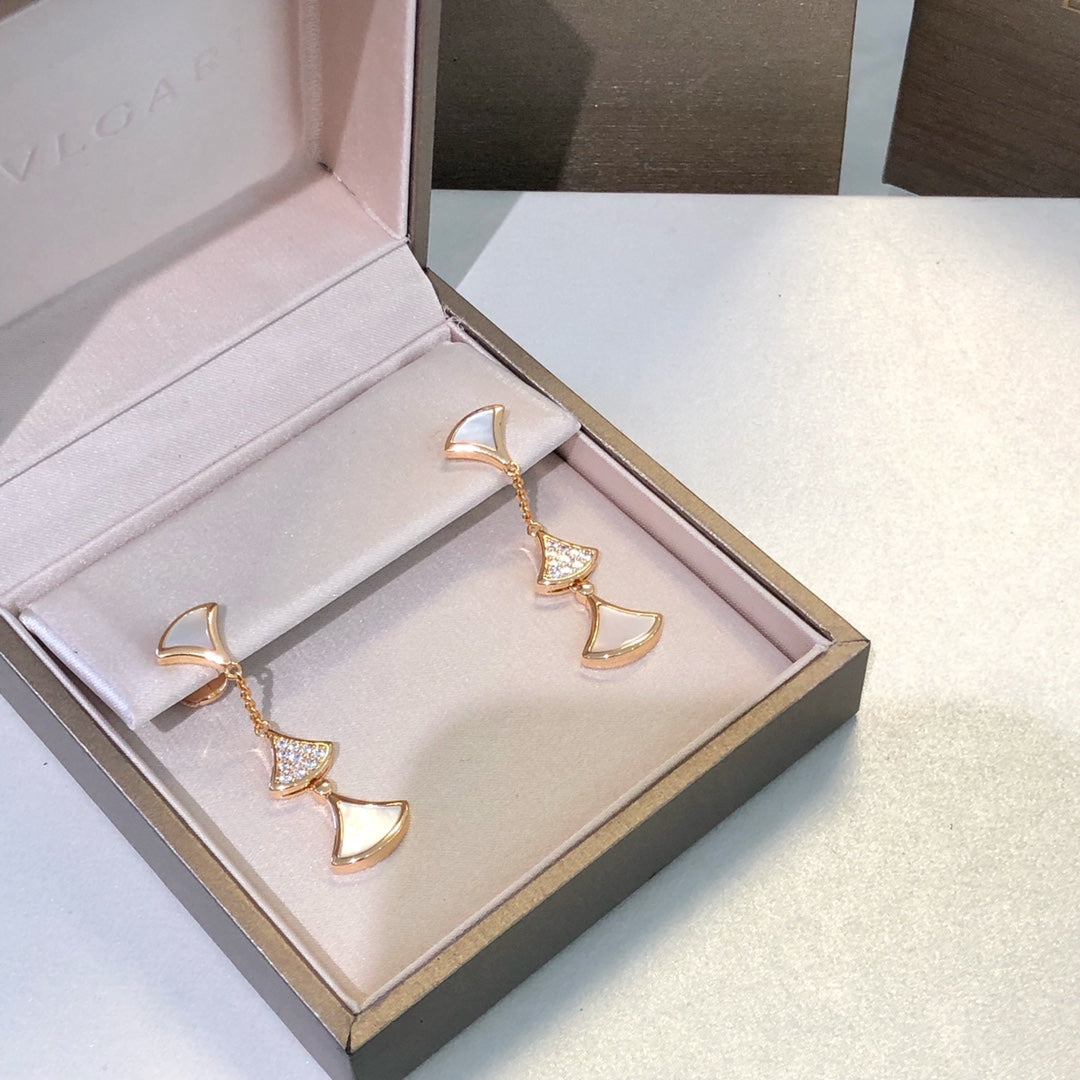 LUXEIFY DREAM EARRINGS 3 MOTIFS DIAMOND MOP PINK GOLD