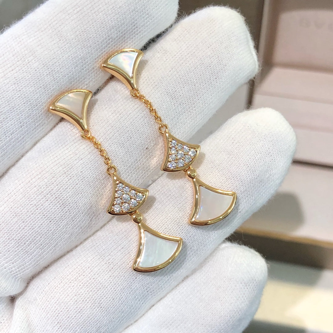 LUXEIFY DREAM EARRINGS 3 MOTIFS DIAMOND MOP PINK GOLD