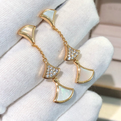 LUXEIFY DREAM EARRINGS 3 MOTIFS DIAMOND MOP PINK GOLD