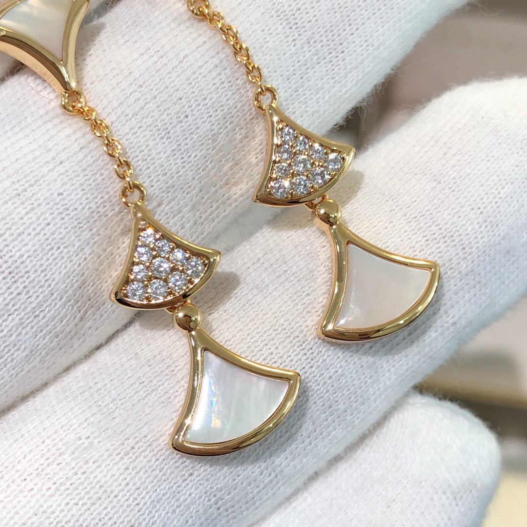 LUXEIFY DREAM EARRINGS 3 MOTIFS DIAMOND MOP PINK GOLD