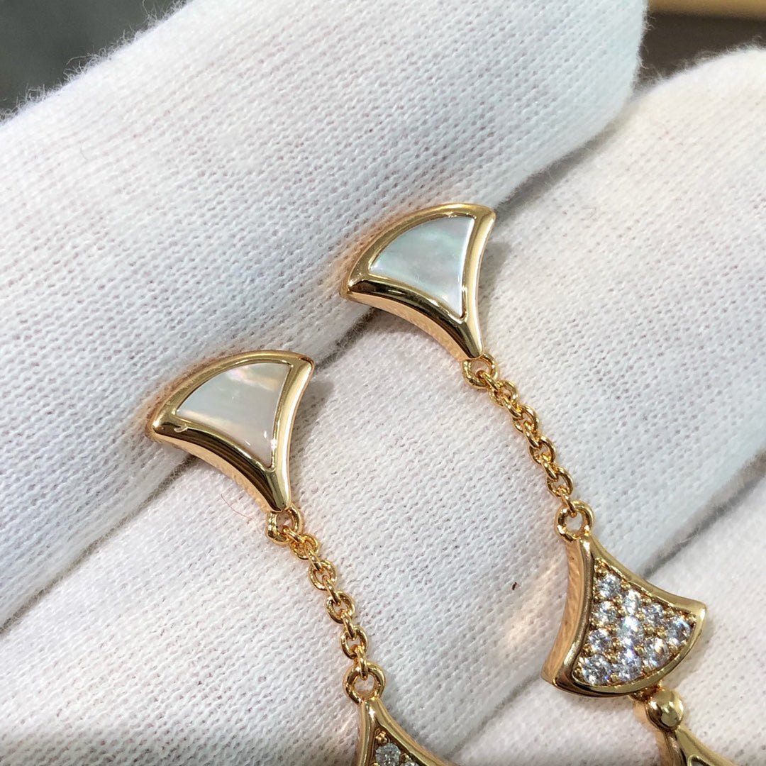 LUXEIFY DREAM EARRINGS 3 MOTIFS DIAMOND MOP PINK GOLD