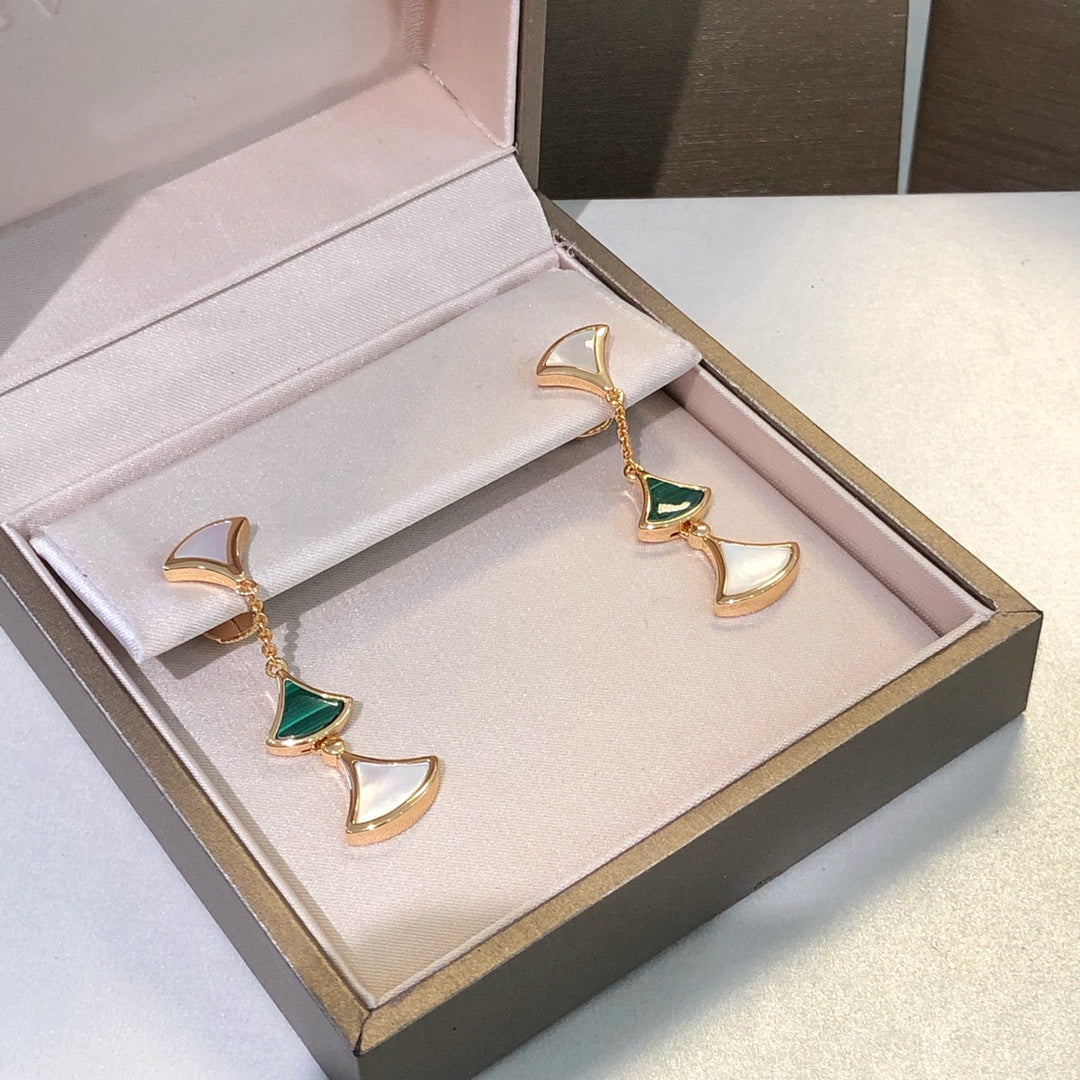 LUXEIFY DREAM EARRINGS 3 MOTIFS MALACHITE MOP PINK GOLD