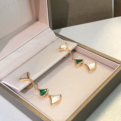 LUXEIFY DREAM EARRINGS 3 MOTIFS MALACHITE MOP PINK GOLD