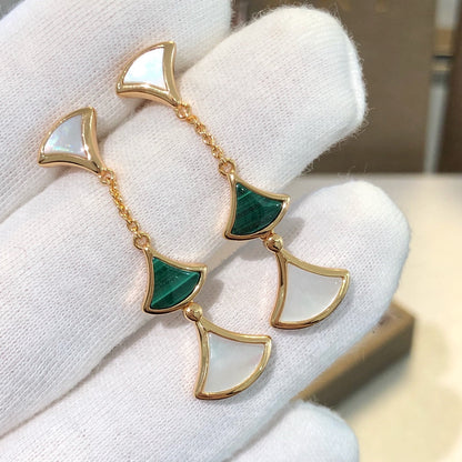 LUXEIFY DREAM EARRINGS 3 MOTIFS MALACHITE MOP PINK GOLD