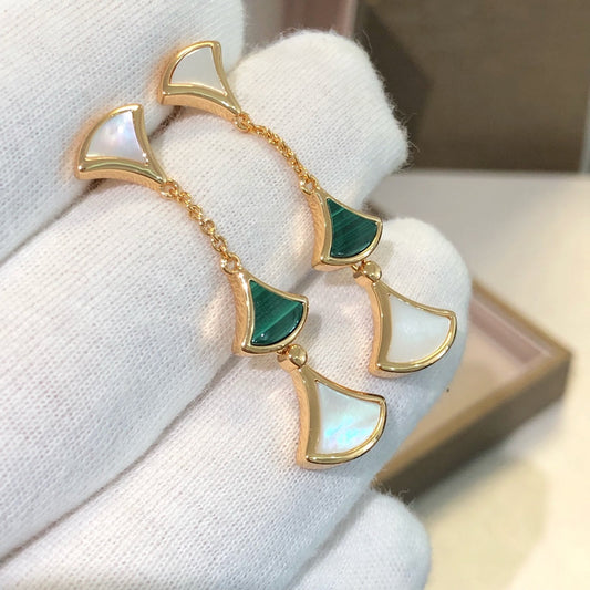 LUXEIFY DREAM EARRINGS 3 MOTIFS MALACHITE MOP PINK GOLD