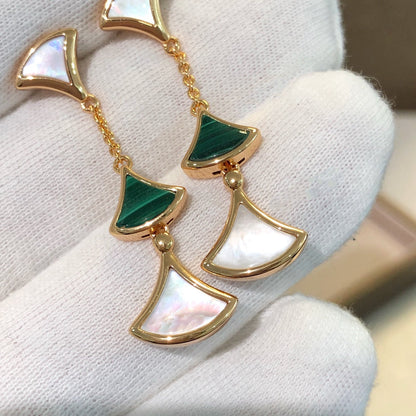 LUXEIFY DREAM EARRINGS 3 MOTIFS MALACHITE MOP PINK GOLD