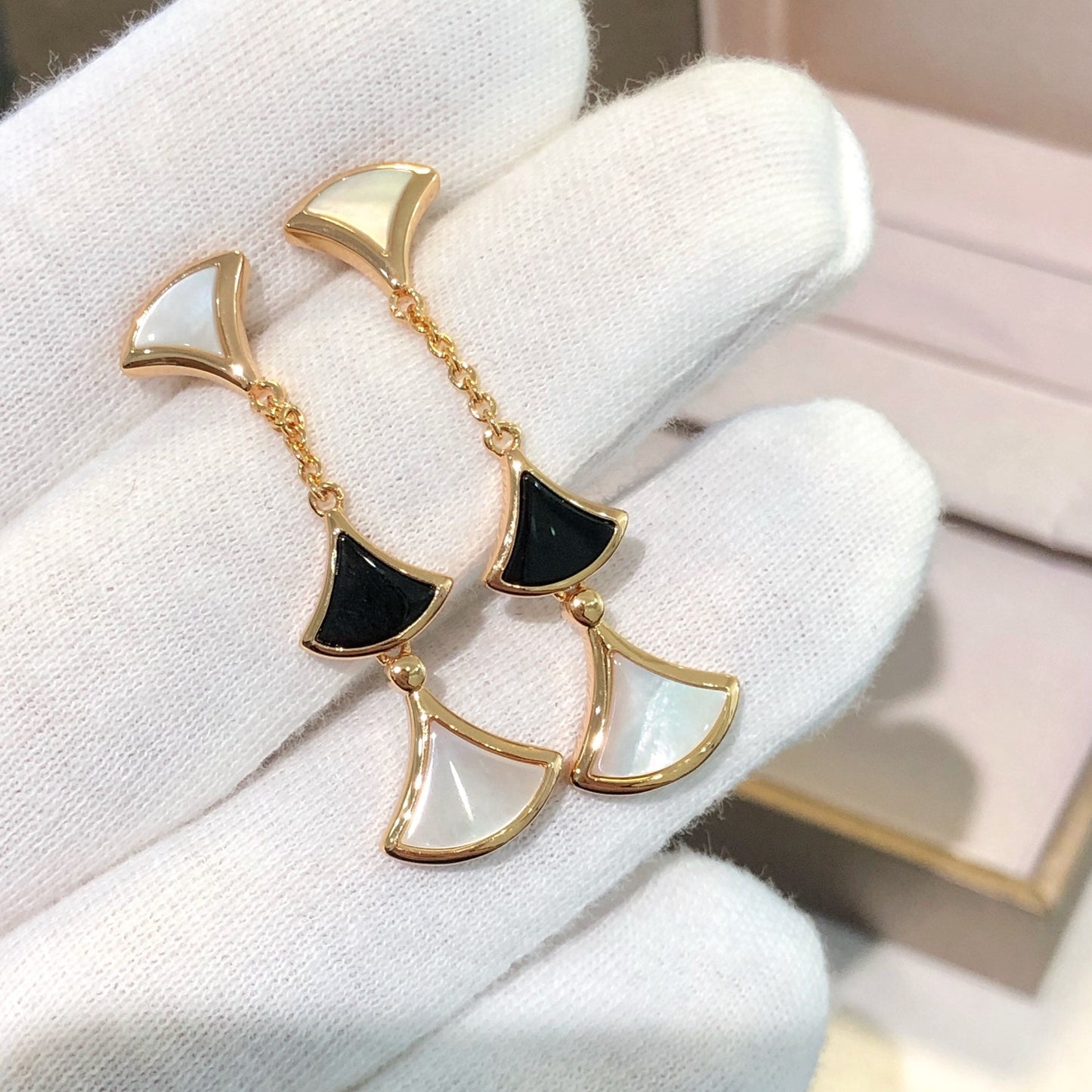 PENDIENTES LUXEIFY DREAM 3 MOTIVOS ÓNIX MOP ORO ROSA