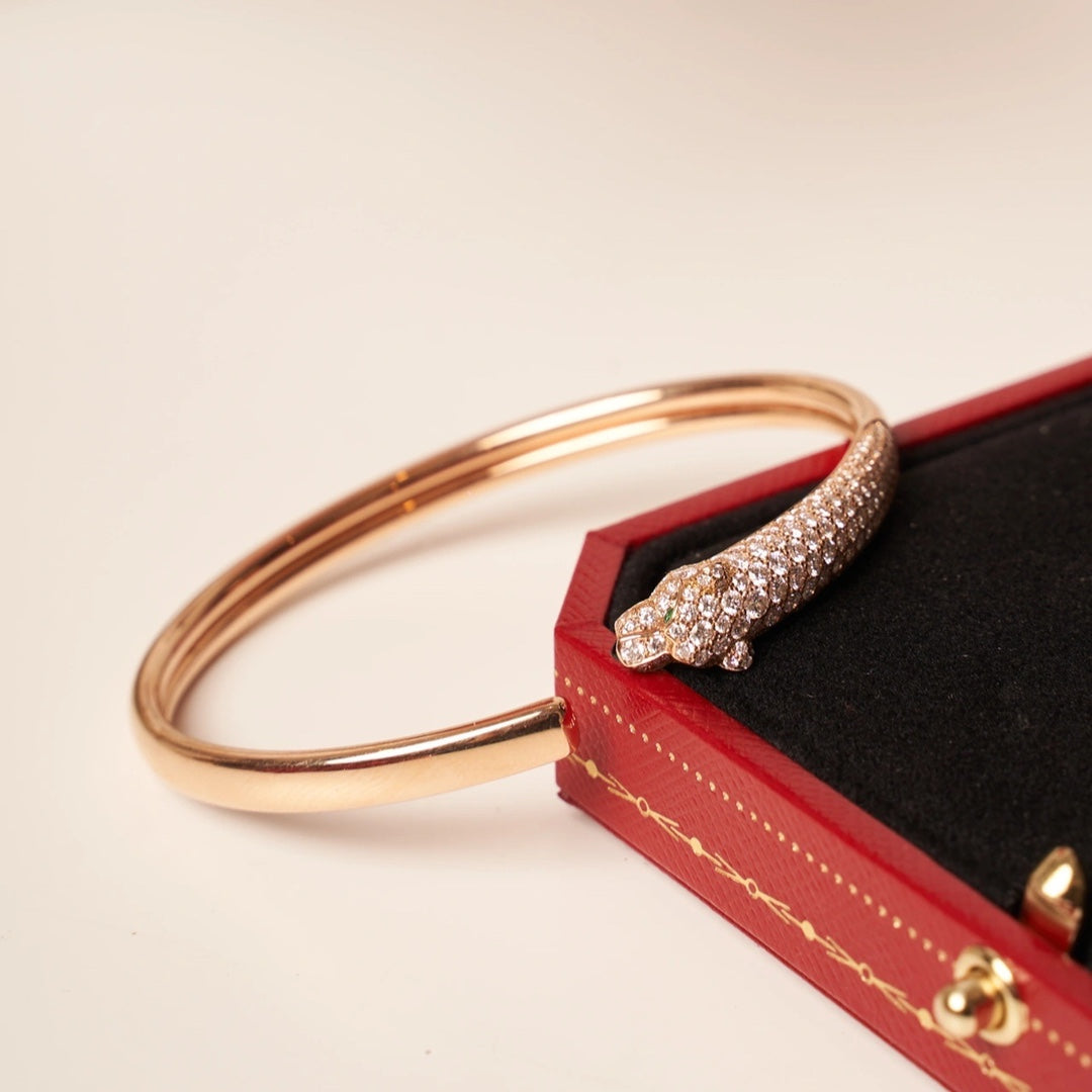 LUXEIFY PANTHERE ROSE GOLD DIAMOND OPEN BRACELET