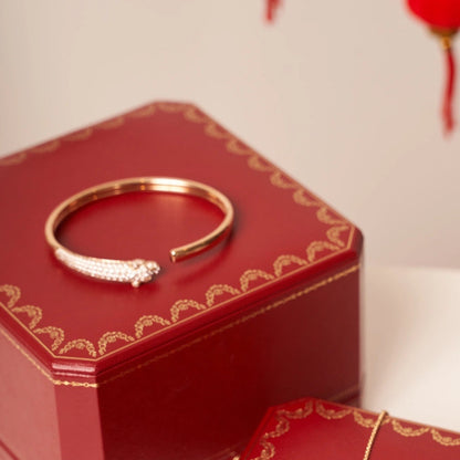 LUXEIFY PANTHERE ROSE GOLD DIAMOND OPEN BRACELET