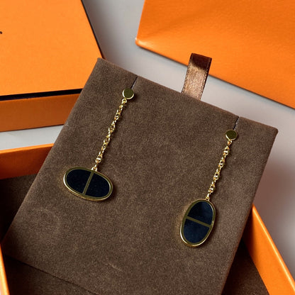 LUXEIFY CHAINE VERSO BLACK CERAMIC EARRINGS