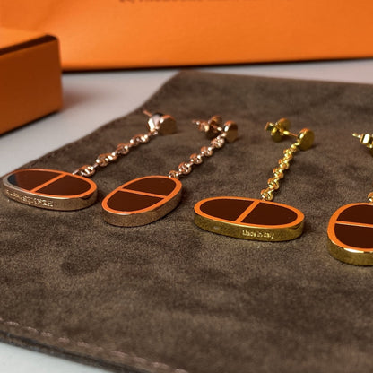 LUXEIFY CHAINE VERSO BLACK CERAMIC EARRINGS