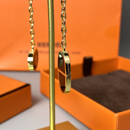 LUXEIFY CHAINE VERSO BLACK CERAMIC EARRINGS