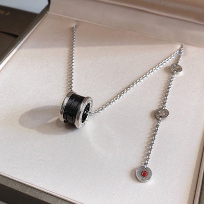 LUXEIFY ZERO 1 BLACK CERAMIC SILVER NECKLACE