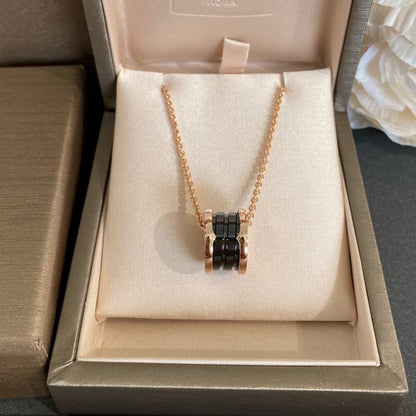 LUXEIFY ZERO 1 BLACK CERAMIC PINK GOLD NECKLACE