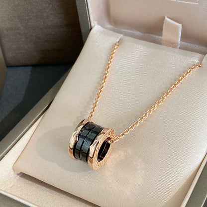 LUXEIFY ZERO 1 BLACK CERAMIC PINK GOLD NECKLACE