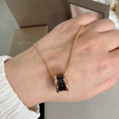 LUXEIFY ZERO 1 BLACK CERAMIC PINK GOLD NECKLACE