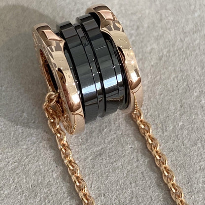 LUXEIFY ZERO 1 BLACK CERAMIC PINK GOLD NECKLACE