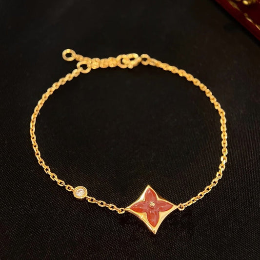 LUXEIFY COLOR STAR CARNELIAN PINK GOLD DIAMOND BRACELET
