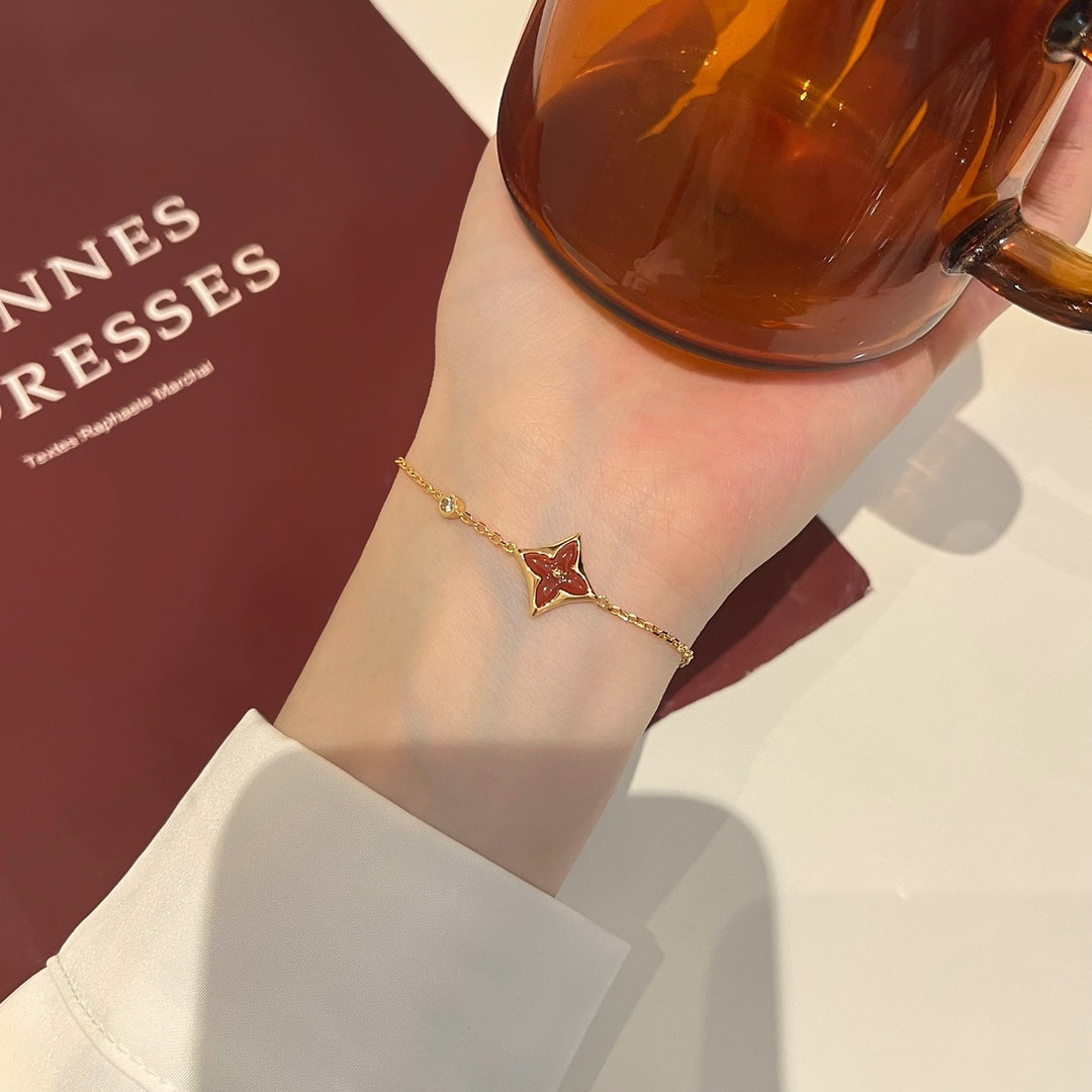 LUXEIFY COLOR STAR CARNELIAN PINK GOLD DIAMOND BRACELET