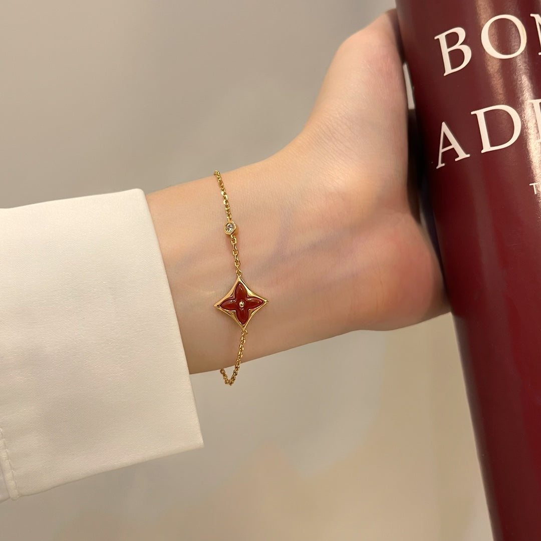 LUXEIFY COLOR STAR CARNELIAN PINK GOLD DIAMOND BRACELET