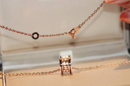 LUXEIFY ZERO 1 ROCK PEDANT PINK GOLD BLACK NECKLACE