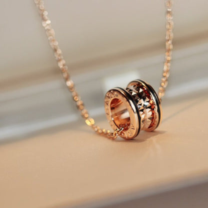 LUXEIFY ZERO 1 ROCK PEDANT PINK GOLD BLACK NECKLACE