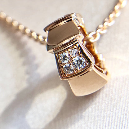 LUXEIFY SERPENTI PEDANT DIAMOND PINK GOLD NECKLACE
