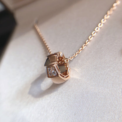 LUXEIFY SERPENTI PEDANT DIAMOND PINK GOLD NECKLACE