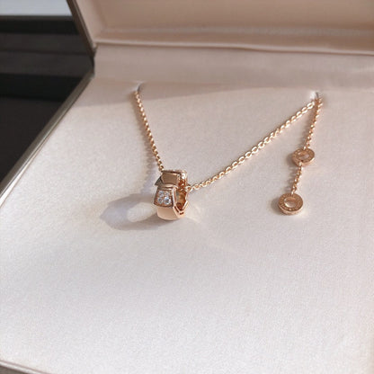 LUXEIFY SERPENTI PEDANT DIAMOND PINK GOLD NECKLACE