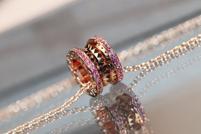 LUXEIFY ZERO 1 ROCK PINK GOLD PINK DIAMOND NECKLACE