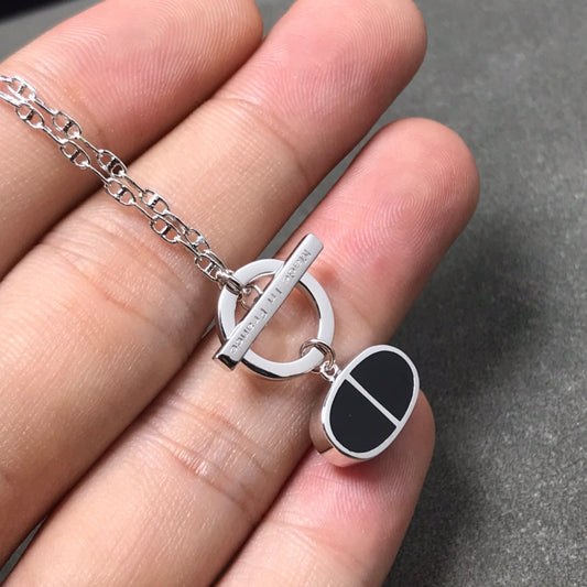 LUXEIFY CHAINE VERSO BLACK CERAMIC SILVER NECKLACE