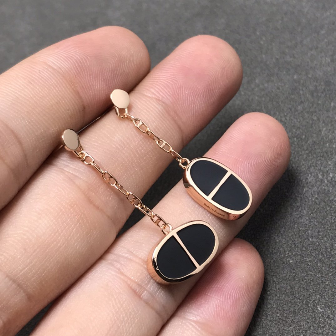 LUXEIFY CHAINE VERSO BLACK CERAMIC SILVER EARRINGS