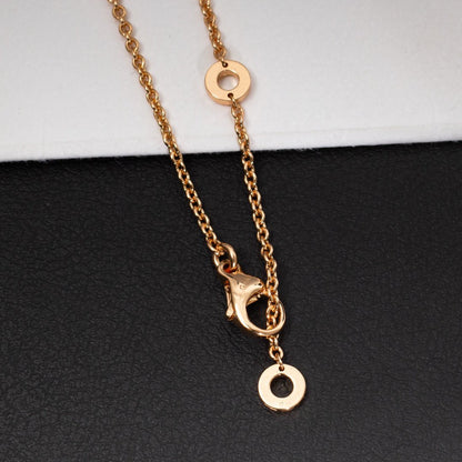 LUXEIFY ZERO 1 WHITE CERAMIC PINK GOLD DIAMOND NECKLACE