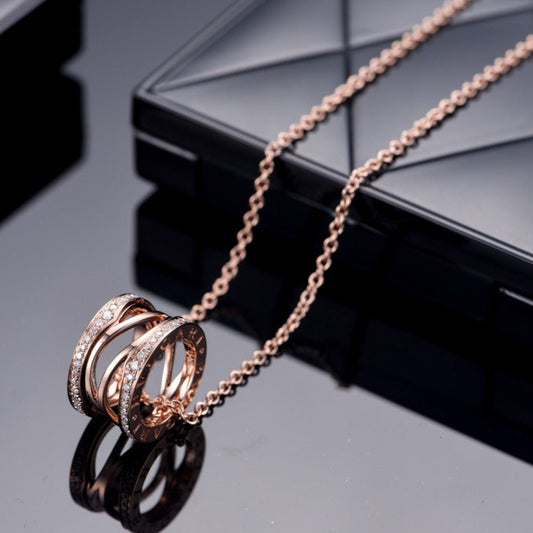 LUXEIFY ZERO 1 PINK GOLD DIAMOND OPEN NECKLACE