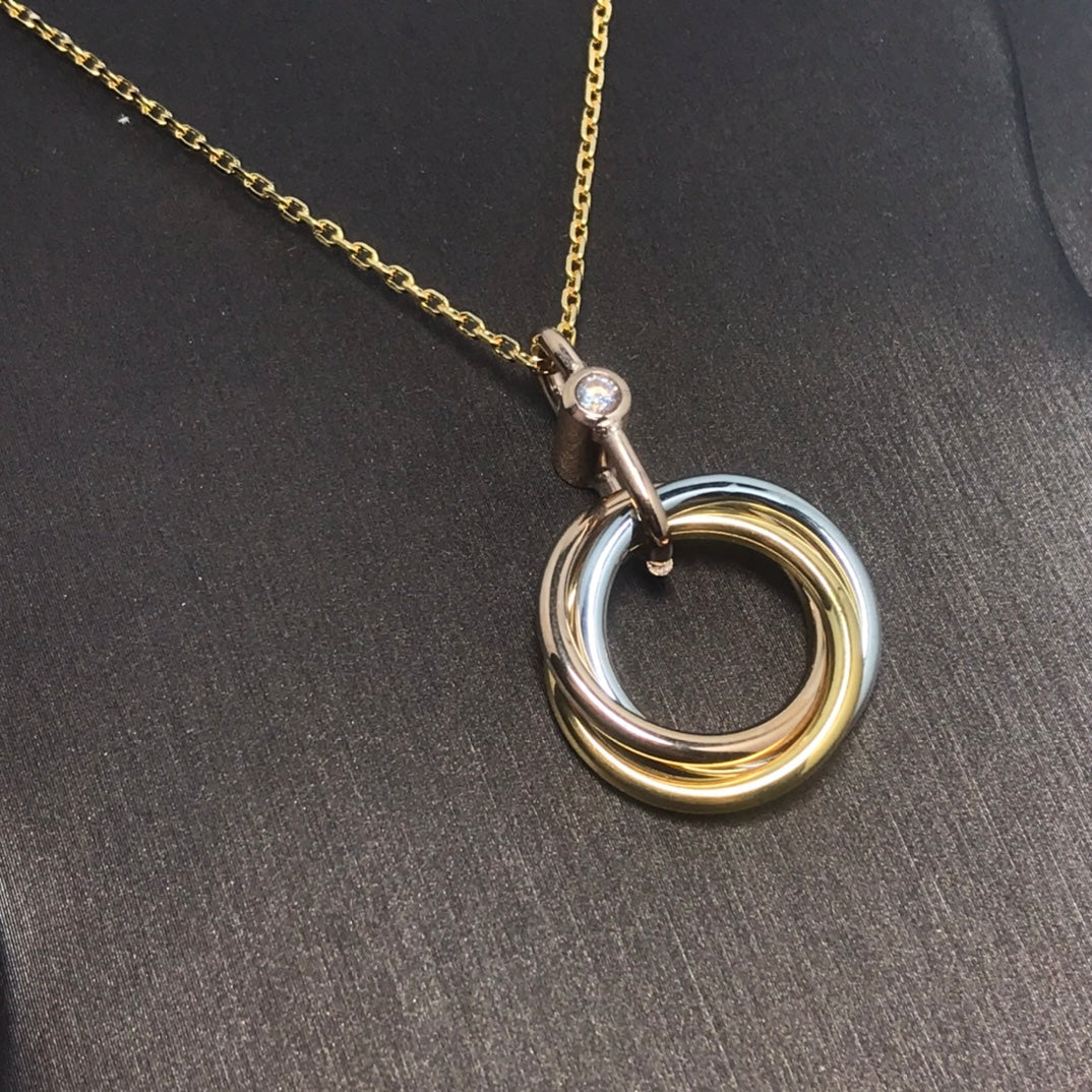 LUXEIFY TRINITY SILVER GOLD PINK GOLD NECKLACE